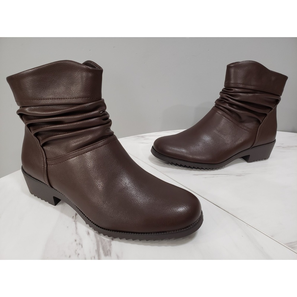 NEW NO BOX - SIZE 9.5 Croft & Barrow Wom Rigina Pleats Brown Slouch  Ankle Boots